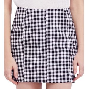 Free People black gingham zip up mini skirt